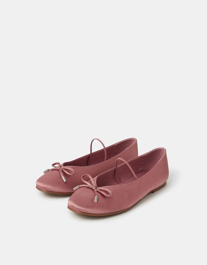 Satin Ballet Flats, Pink (PINK), large