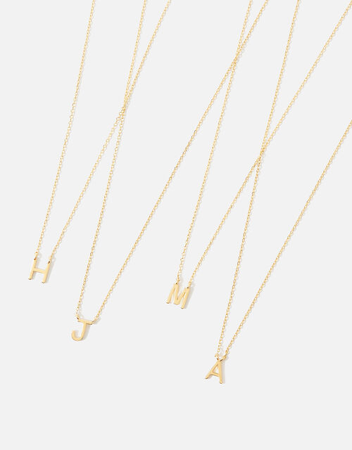 Gold-Plated Initial Chain Necklace, Gold (GOLD), large