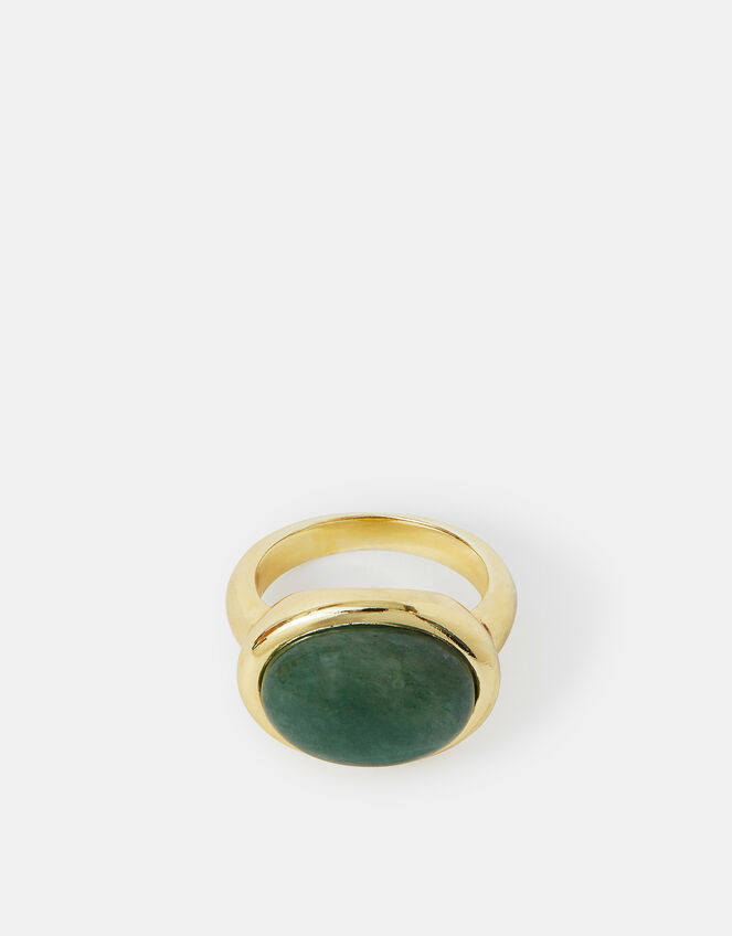 14ct Gold-Plated Cabochon Aventurine Ring, Gold (GOLD), large