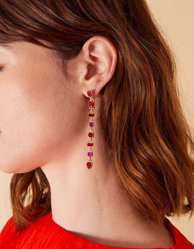 Eclectic Gem Statement Long Drop Earrings, , large