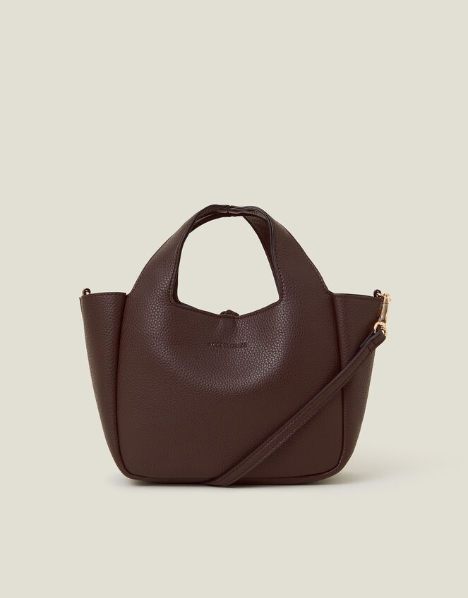Top Handle Faux Leather Cross-Body Bag, Brown (CHOCOLATE), large