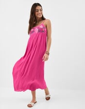 Tie Back Embroidered Midi Dress, Pink (PINK), large