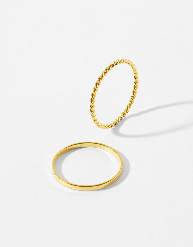 Gold-Plated Stacking Band Ring Set, Gold (GOLD), large