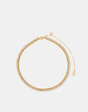 14ct Gold-Plated Diamanté Choker Necklace, , large