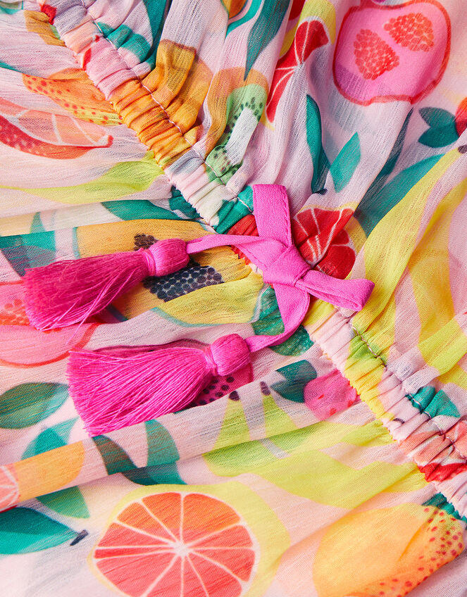 Girls Fruit Print Kaftan in Recycled Polyester, Multi (BRIGHTS-MULTI), large