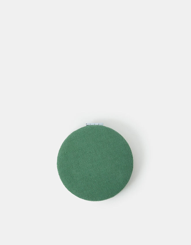 Initial Embroidered Compact Mirror, Green (GREEN), large
