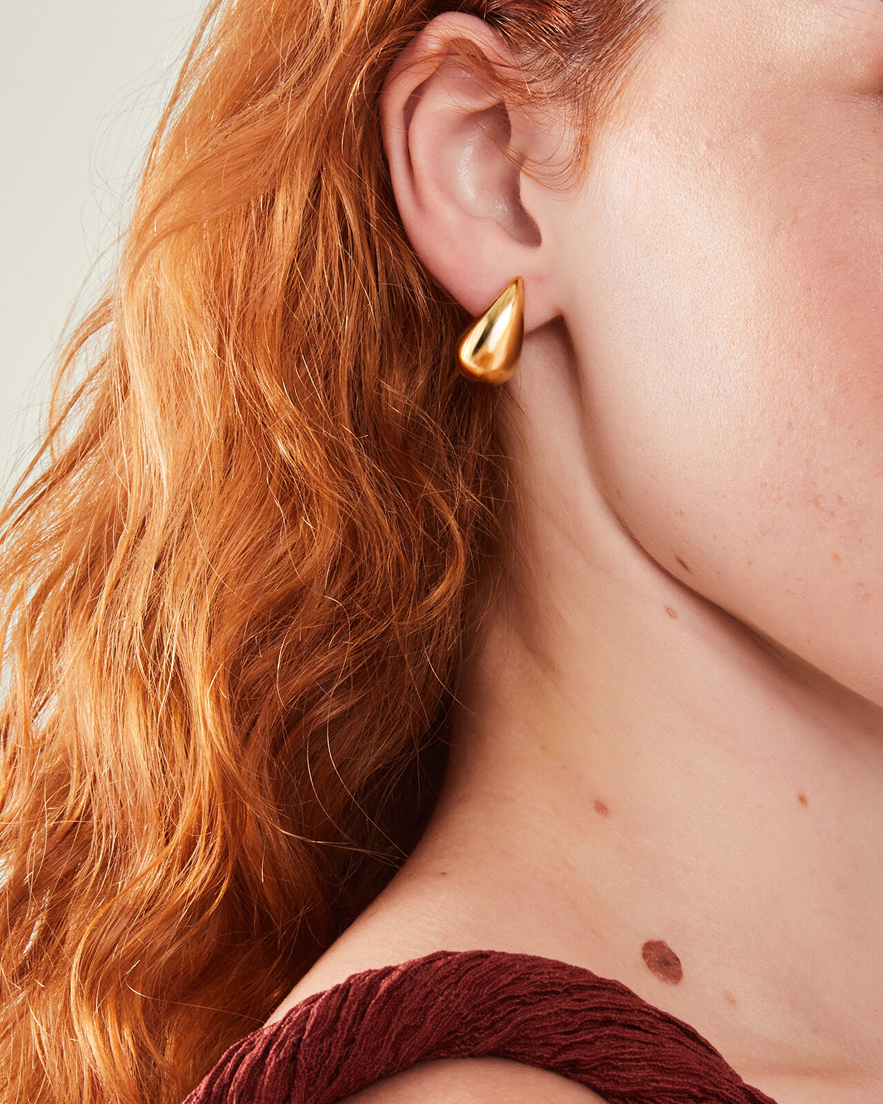 14ct Gold-Plated Stainless Steel Chunky Teardrop Earrings