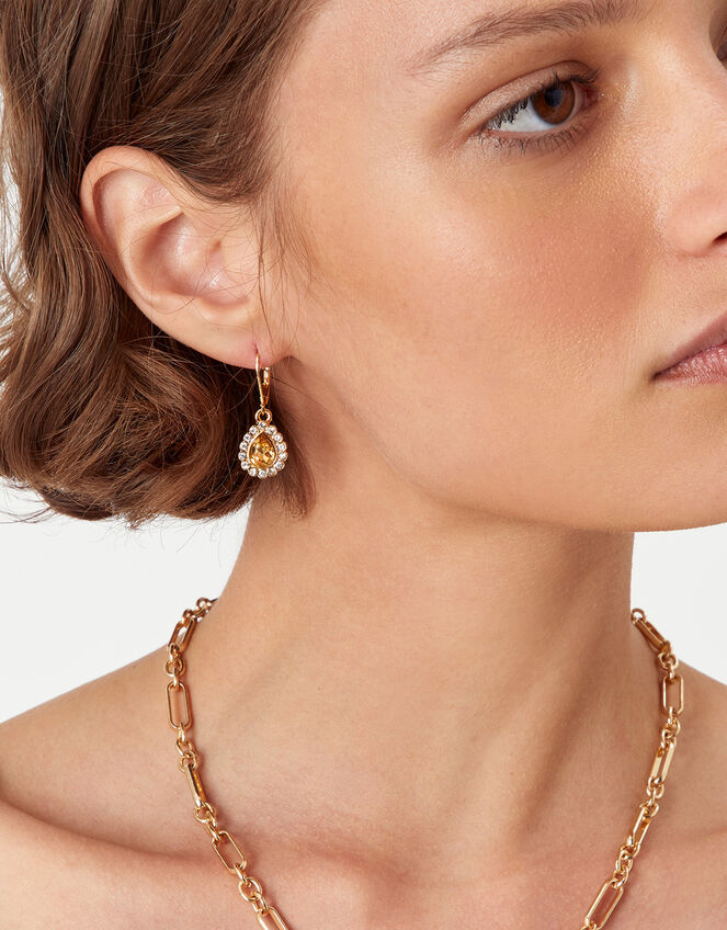 Pave Gem Drop Earrings, , large