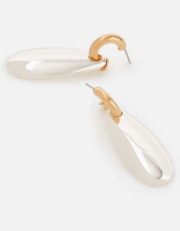 Two Tone Teardrop Hoop Earrings, , large