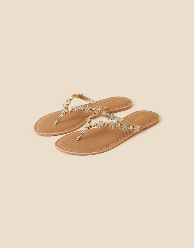 Star Embellished Sparkle Sandals, Gold (GOLD), large