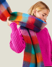 Bright Check Super Fluffy Blanket Scarf, , large
