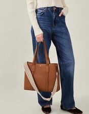 Webbing Strap Tote Bag, Tan (TAN), large