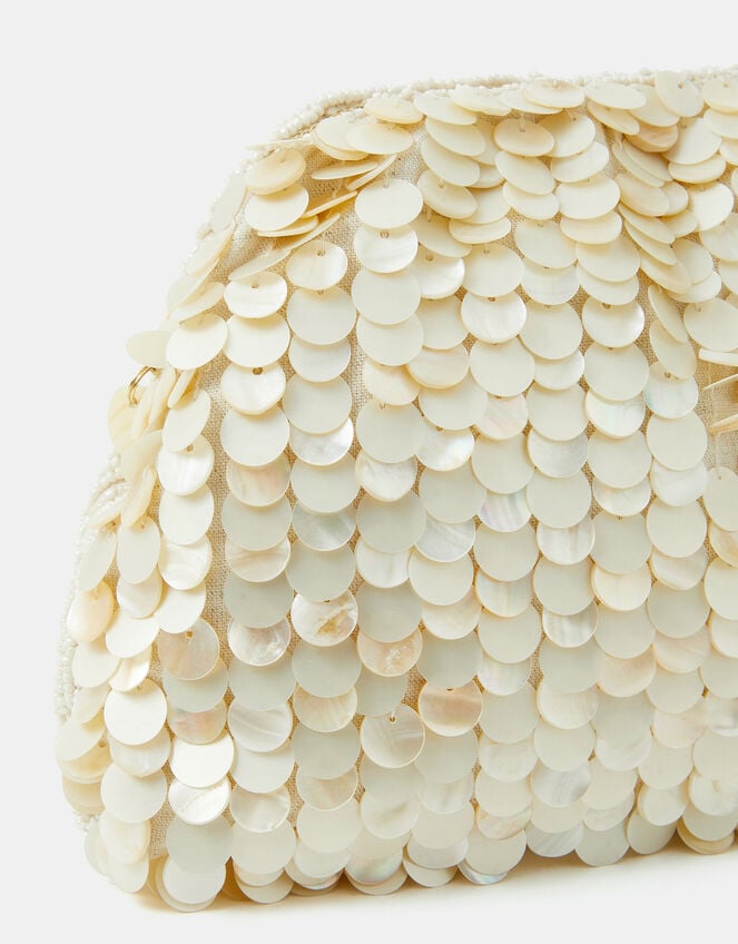 Pearl Shell Embellished Clutch Bag, , large