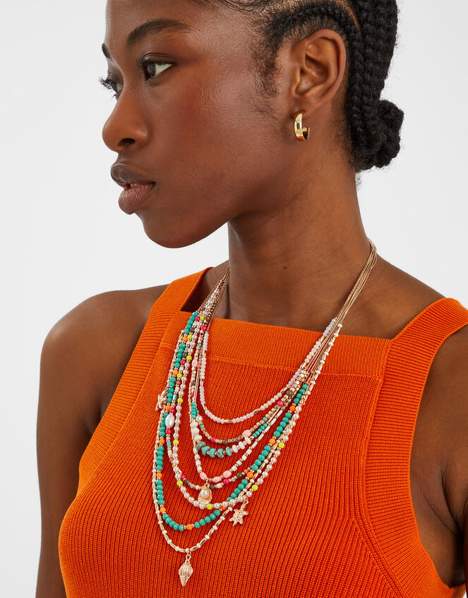 Bead Charm Layered Necklace, , large
