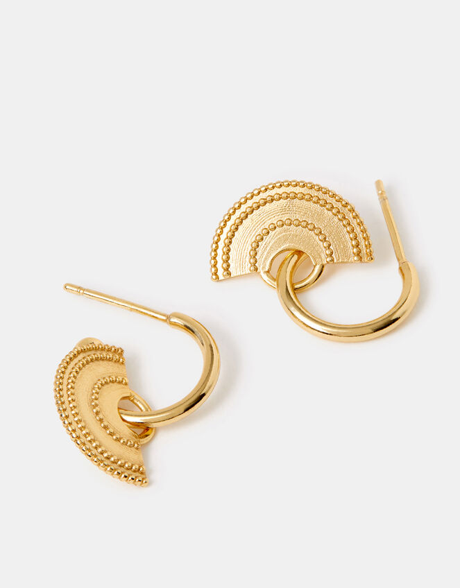 14ct Gold-Plated Fan Drop Earrings, , large