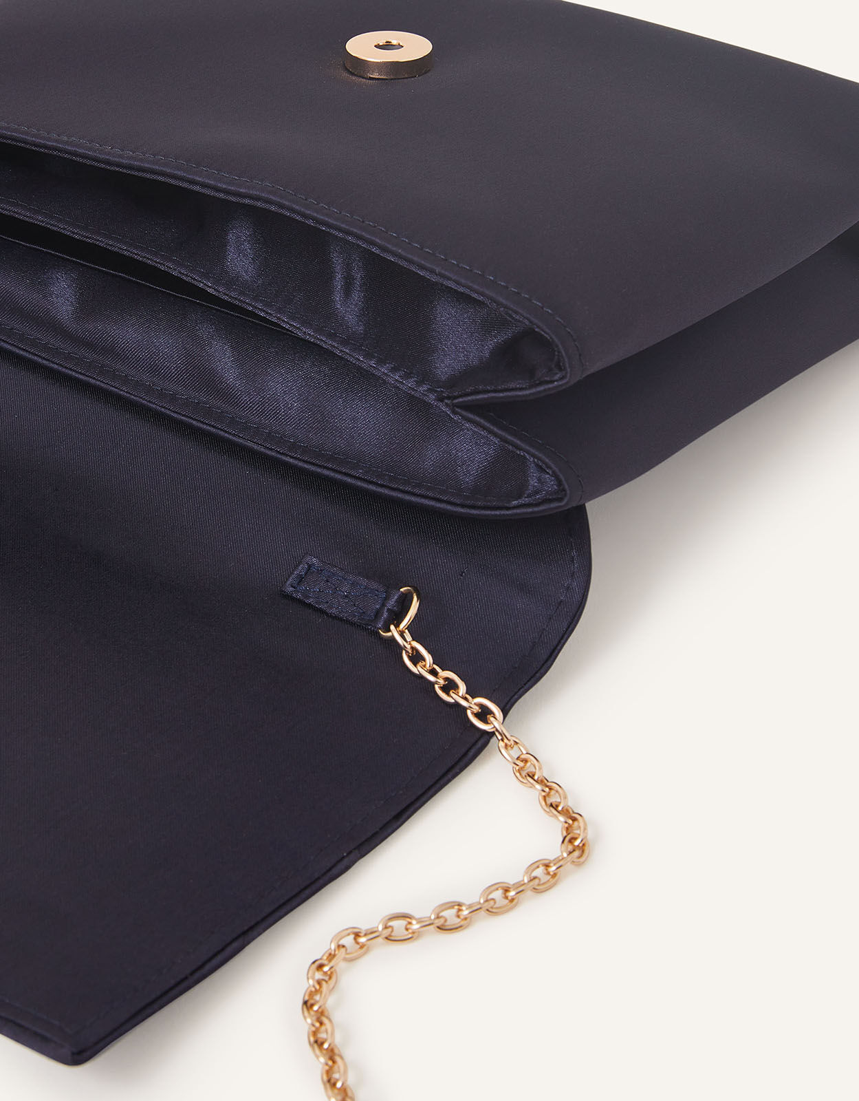 Satin Fold Over Clutch Bag Blue