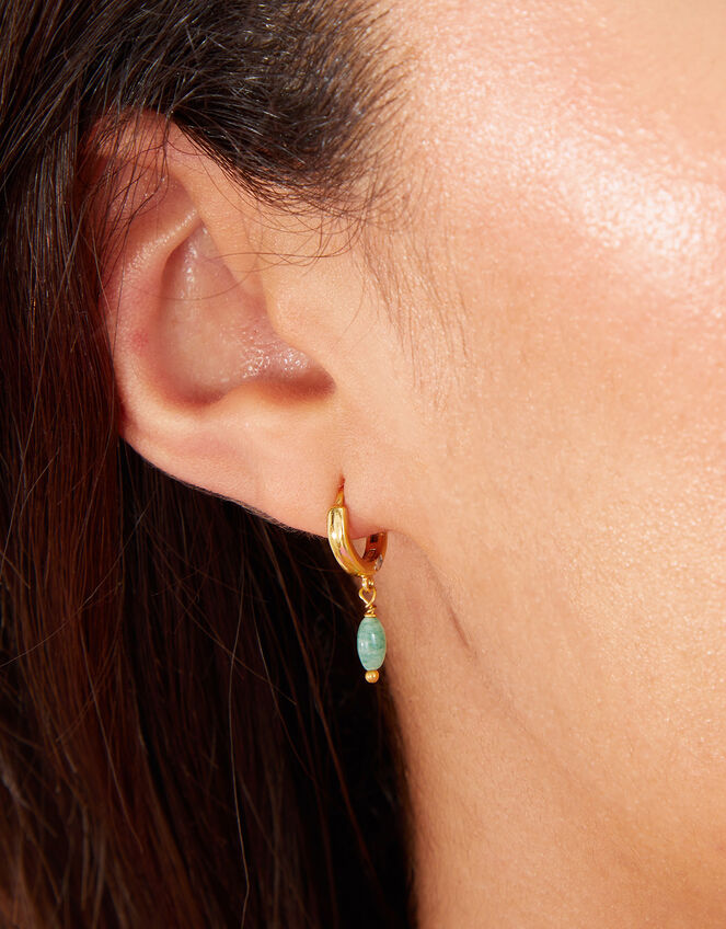 14ct Gold-Plated Aventurine Bobble Earrings Set of Two, , large