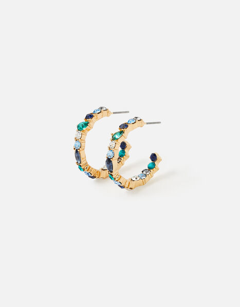 Blue Harvest Eclectic Stone Hoop Earrings, , large