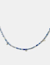 Sterling Silver-Plated Blue Aventurine Beaded Necklace, , large