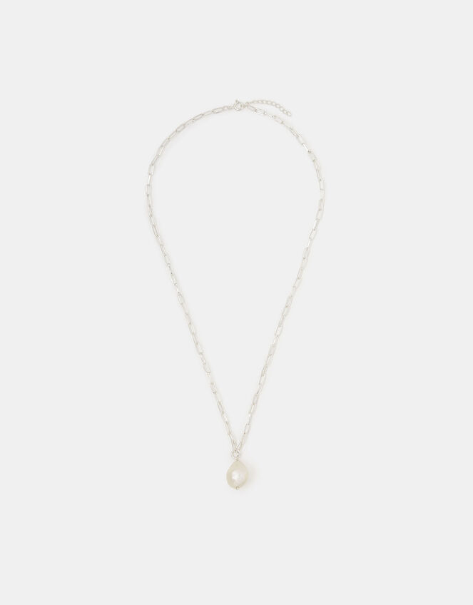 Sterling Silver Pearl Pendant Necklace, , large