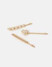 3-Pack Checkered Heart Hair Slides, , large