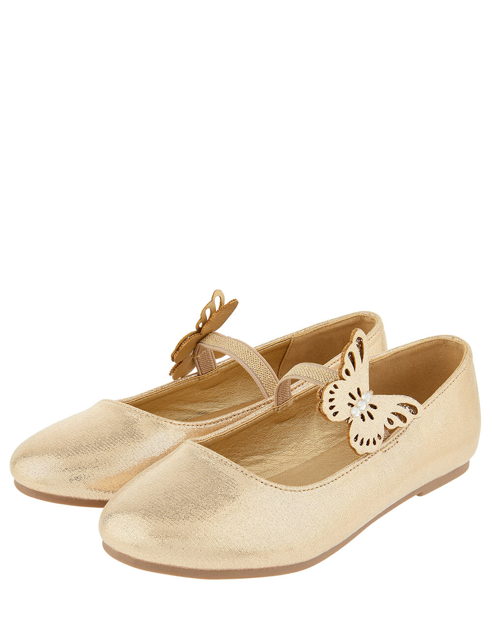 Butterfly Shimmer Ballerina Shoes Gold Girls flat shoes Accessorize ROI