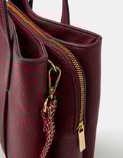 Webbing Strap Faux Leather Shoulder Bag, Red (BURGUNDY), large