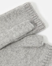 Longline Fingerless Gloves in Cashmere , Grey (GREY), large