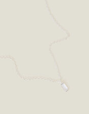 Sterling Silver-Plated Baguette Pendant Necklace, , large