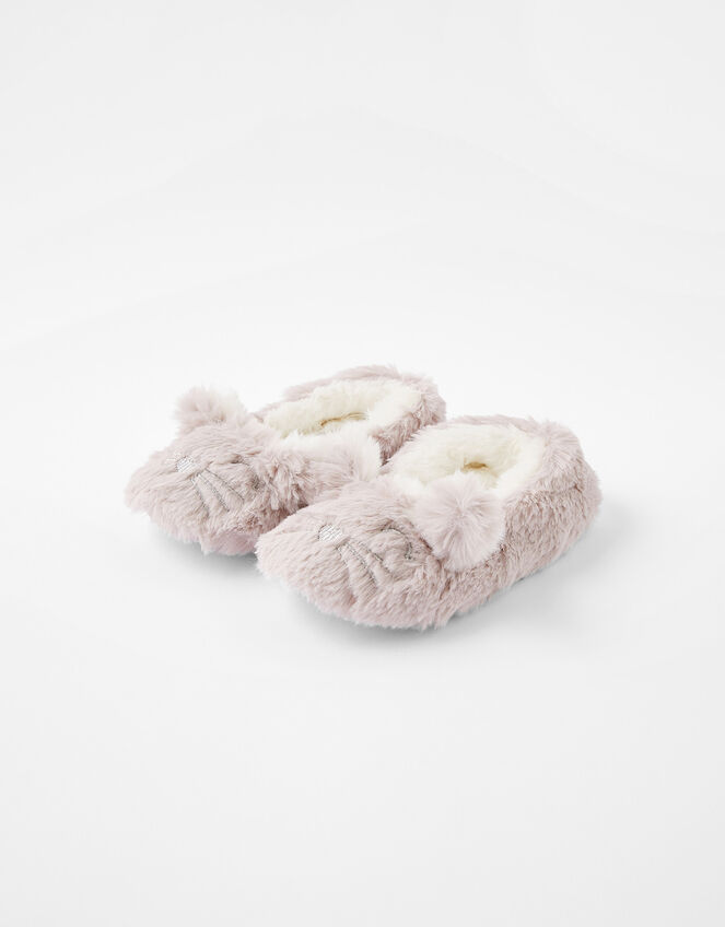 Girls Bella Bunny Fluffy Slippers, Grey (GREY), large