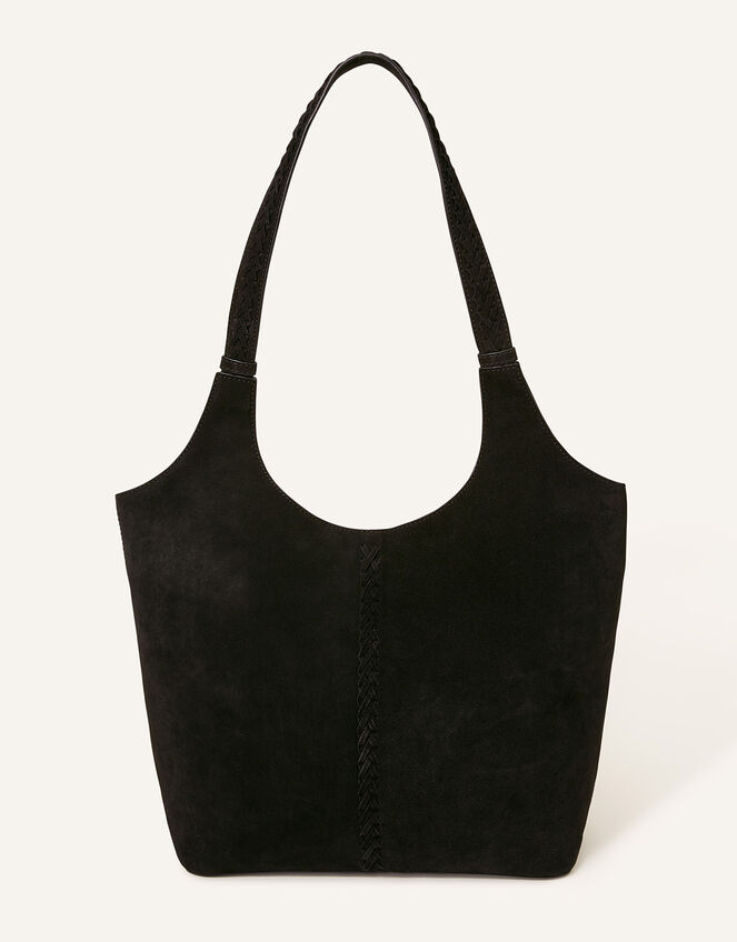 Suede Shoulder Bag, Black (BLACK), large