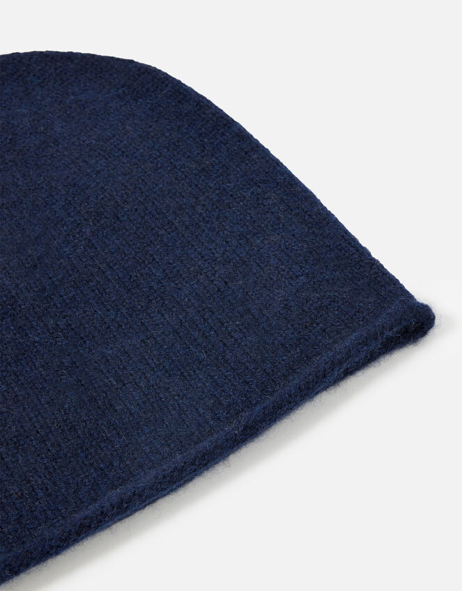 Knit Beanie in Cashmere, Blue (NAVY), large