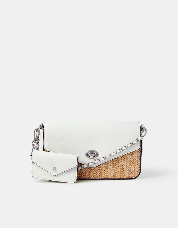 Raffia Crossbody Bag & Card Holder, , large
