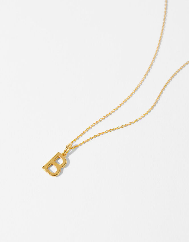 Gold Vermeil Initial Pendant Necklace - B, , large