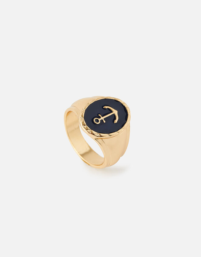 St Ives Anchor Signet Ring , Blue (BLUE), large