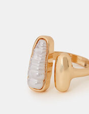 Statement Pearl Open Ring, Cream (PEARL), large