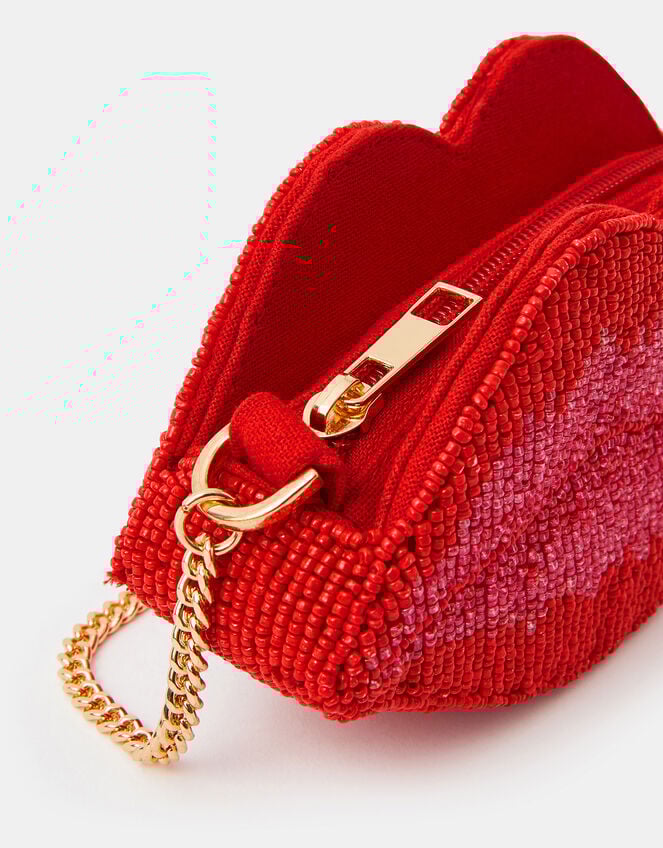 Beaded Lips Clutch Bag, , large
