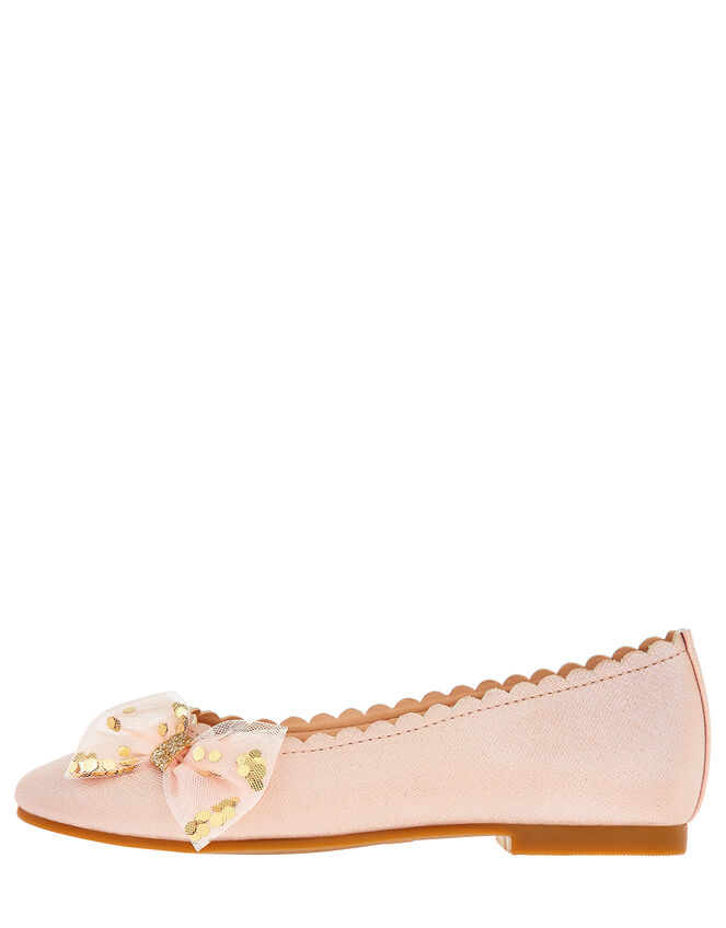 Bow Scalloped Ballerina Shoes, Pink (PINK), large