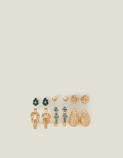 6-Pack Gem Textured Stud and Hoop Earrings, , large
