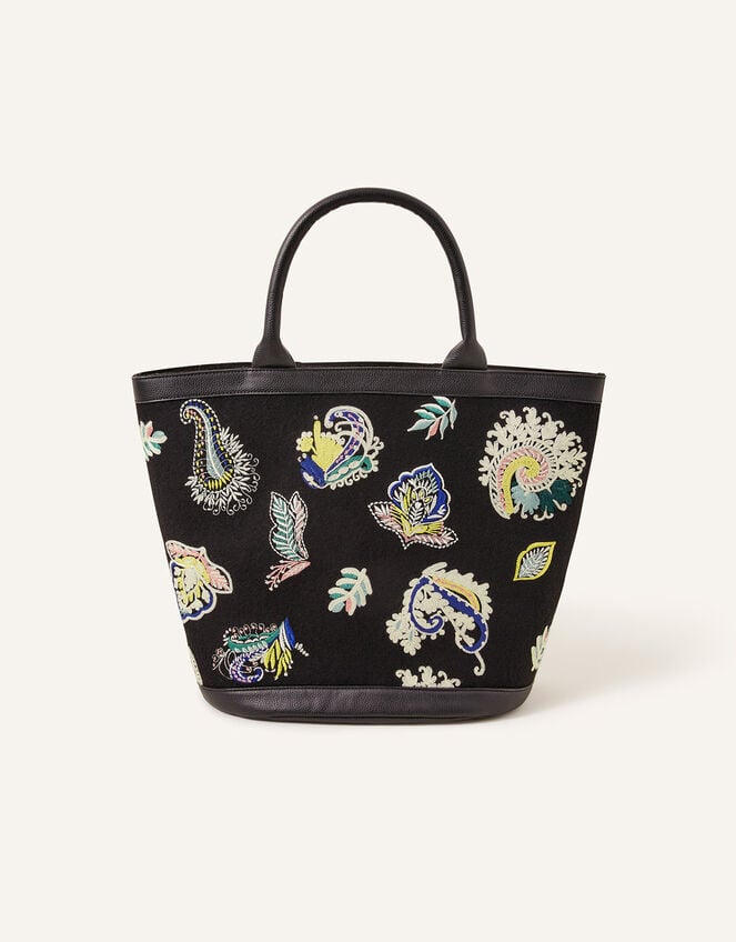 Embroidered Paisley Bag, , large