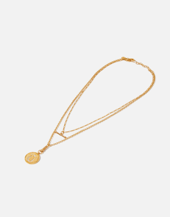 Gold-Plated T-Bar Layered Pendant Necklace, , large