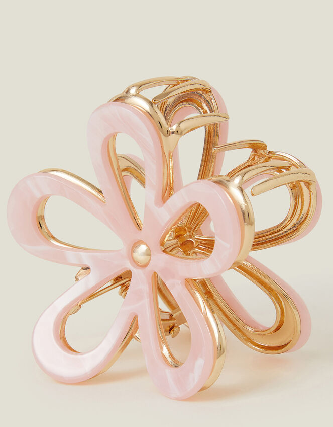 Marble Metal Flower Claw Clip Pink, , large