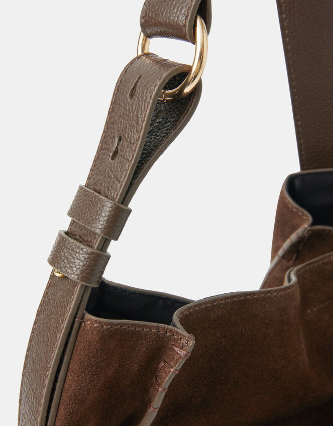 Large Pocket Suede Shoulder Bag, , large