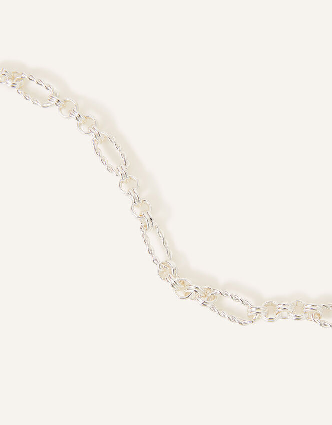 Sterling Silver-Plated Twisted Link Necklace, , large