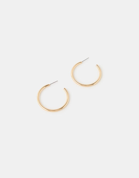 Medium Tube Hoops, Gold (GOLD), large