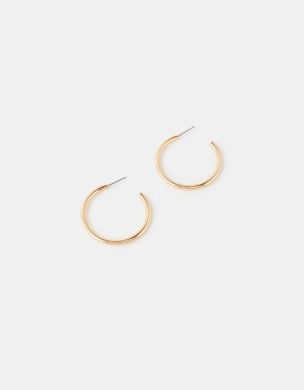 Medium Tube Hoops, Gold (GOLD), large