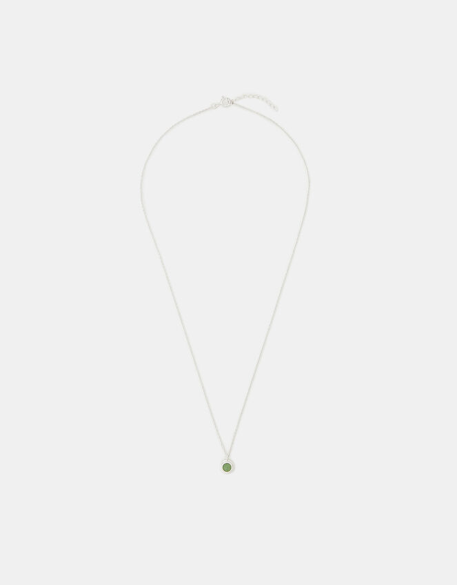 Sterling Silver Healing Stone Pendant Necklace, Green (GREEN), large
