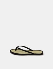 Plain Seagrass Flip Flops, Black (BLACK), large