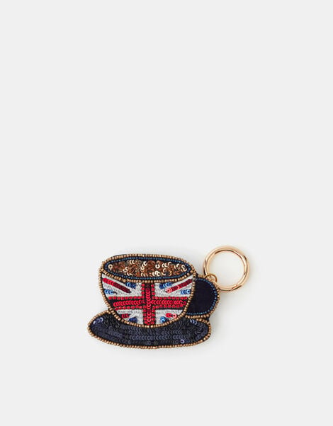 Beaded London Tea Cup Bag Charm, , large
