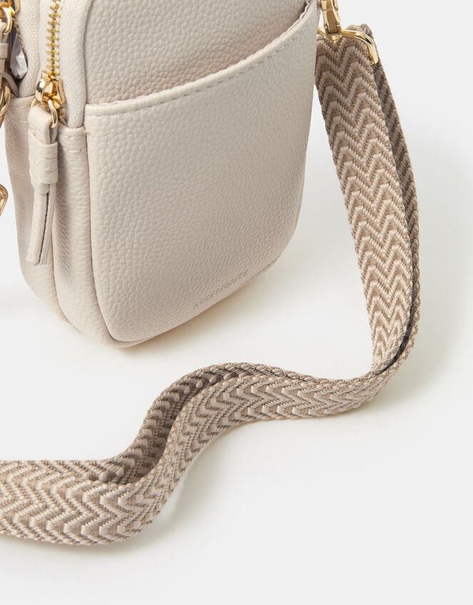 Double Pouch Phone Bag, Cream (CREAM), large